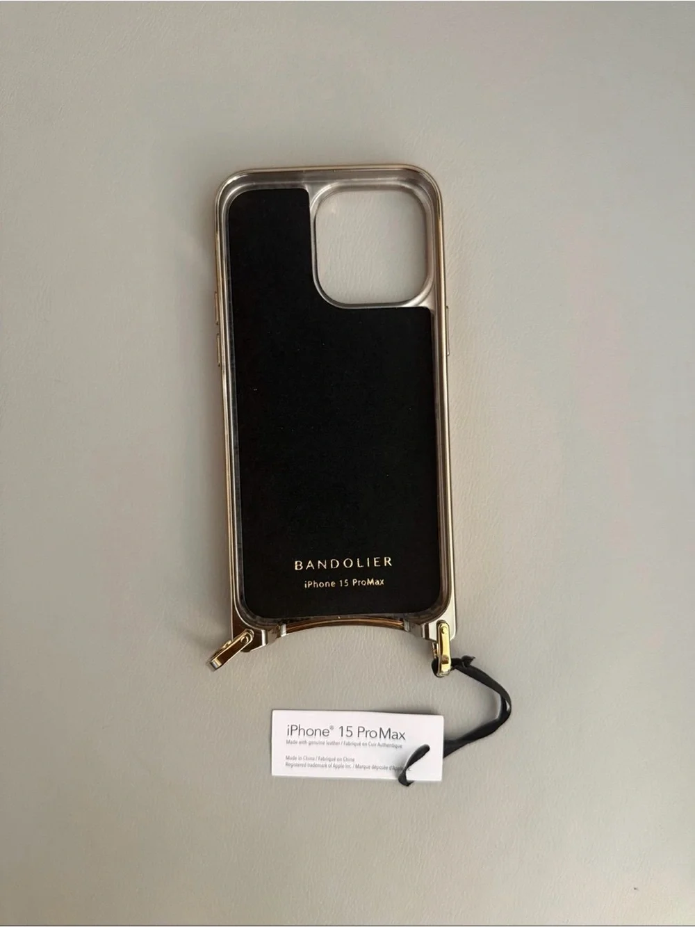 15 PRO MAX Bandolier Black & Gold Leather Crossbody Phone Case